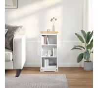 Librería rústica blanca de pino macizo, 46 x 29 x 100 cm, estantería baja con acabado mate y gran espacio de almacenamiento para libros y decoración