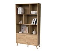 Libreria salón oslo 2 puertas 6 estantes con patas color roble gold 100x180x30 cm