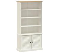 Libreria Vigo de Madera Maciza de Pino Blanco 85x35x170 cm con Pomos | Mueble resistente, amplio almacenaje, limpieza facil, fijacion a pared incluida, estilo rustico