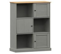 Librería Vigo Madera Maciza De Pino Gris 90x35x114,5 Cm Vidaxl