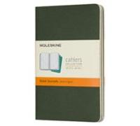 Moleskine Cahier Journal, Set de 3 Cuadernos Rayados, Tapa de Cartón con Costura Vista en Algodón, Verde Mirto, 124 Páginas, Pocket 9 x 14 cm