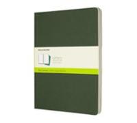 Moleskine Cahier Journal, Set de 3 Cuadernos con Páginas Blancas, Tapa de Cartón con Costura Vista en Algodón, Verde Mirto, 80 Páginas, Extra Large 19 x 25 cm