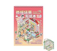 Libro De Pegatinas De Escenas En Miniatura, Libro De Colección De Escenas, Calcomanías De Escena En Miniatura Simuladas, Lindas Calcomanías De Casa De Dibujos Animados De Divertidos Para Niños Adultos