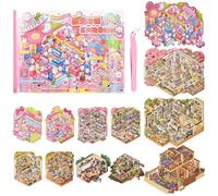 Libro De Pegatinas, Set De 12 Escenas De Pegatinas 3D Con Pinzas De Color Rosa, Serie De Pegatinas De Tienda De Animales, Kit De Manualidades Para Niños, Decoración Para Casas En Miniatura