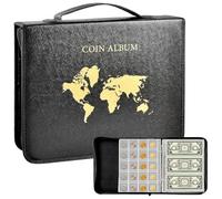 Libro de Recogida de Dinero - 33x26.5x6cm Carpeta de Cuero de la PU | monedero de PVC transparente, organizador de billetes impermeables | Álbum de almacenamiento de moneda de papel portat