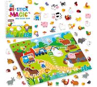 Libro de Stickers de Gel Reutilizable, 58 Stickers de Animales de Granja, Calcomanías de Gel Resistente al Agua, Libro de Actividades Temático de Granja para Niños Pequeños