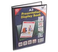Libro expositor de carpeta de certificado A3, 40 bolsillos de plástico, carpeta de presentación con fundas de plástico, carpeta de Poly (tamaño A3, 40 bolsillos, 80 vistas, 1 libro de exhibición)