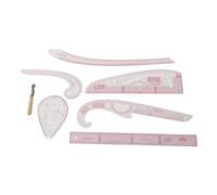 LICAEVEY Rueda de Trazado y 6 Reglas de Costura de PVC Transparente, Juego de Curvas Francesas de 7 Piezas para Confección, con Corte, Manga de Brazo, Botón, Curva, Reglas de Clasificación