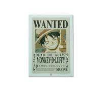Licensia One Piece- Neón LED de pared Luffy Wanted 30 CM - Luz decorativa - USB (cable incluido) - Se entrega con 2 soportes - Marrón, Beige, Blanco - 811642-TEKNOFUN