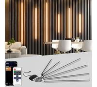 Lichaser 6 Tiras LED Negras Empotradas para Panel Acústico, WiFi Blanco Cálido Tira LED Paneles Insonorizacion Compatibles con Alexa, Adhesiva Luz para Panel Madera Acustico (40 * 2+70 * 4 cm)