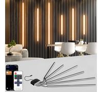 Lichaser 6 Tiras LED Negras Empotradas para Panel Acústico, WiFi Blanco Cálido Tira LED Paneles Insonorizacion Compatibles con Alexa, Adhesiva Luz para Panel Madera Acustico (40 * 2+60 * 2+90 * 2 cm)