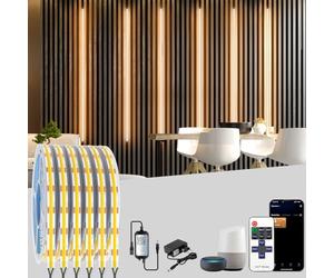 Lichaser Tira LED COB para Paneles Acústicos, 6 Rollos Luces LED WiFi Blanco Cálido Paralela y Compatible con Alexa, COB Tiras LED 12V para Iluminación de Panel Acustico, Vitrinas, Cocina (2M)