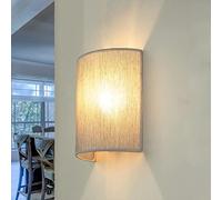 Licht-Erlebnisse Aplique ALICE estilo moderno con pantalla de tela color gris de Diseño Loft E27 Foco Lámpara de pared para interior
