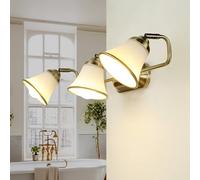 Licht-Erlebnisse Aplique Art Nouveau baño, bronce, aplique espejo, lámpara espejo, orientable, poco deslumbrante, cristal, 3 llamas, E14, A:70 cm, lámpara baño