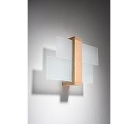 Licht-Erlebnisse Aplique de pared madera vidrio natural salón comedor dormitorio A: 30 cm E27 acogedor y discreto aplique artístico moderno pasillo FENIKS
