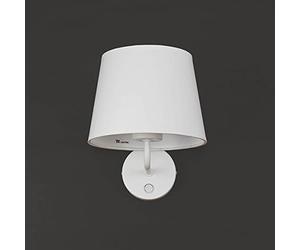 Licht-Erlebnisse Aplique de tela metal blanco comedor pasillo dormitorio A: 24 cm E27 con interruptor discreto Aplique atemporal salón MAJA