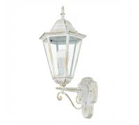 Licht-Erlebnisse Aplique exterior aluminio cristal blanco IP44 jardín terraza H:50,5 cm E27 linterna nostálgica Lámpara de pared rústico exterior BRISTOL