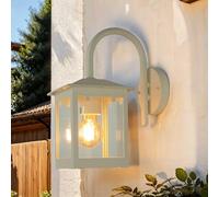 Licht-Erlebnisse Aplique exterior de metal en color crema IP23 casa balcón D: 25 cm E27 máx.60 vatios farol rústico aplique exterior jardín CREMA