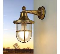 Licht-Erlebnisse Aplique latón, lámpara exterior marítima, lámpara barco, rústico, nostálgico, IP64, H:27 cm, E27, iluminación exterior jardín, aplique exterior balcón