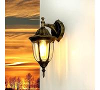 Licht-Erlebnisse aplique rústico exterior oro antiguo MILANO resistente a la intemperie Alu E27 alumbrado de jardín balcón puerta terraza