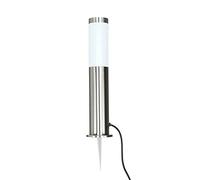 Licht-Erlebnisse Lámpara de bolardo de acero inoxidable en plata, IP44, entrada de jardín, altura: 45 cm, GU10, moderna, deslumbrante, para camino, exterior Brighton