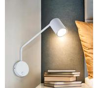 Licht-Erlebnisse Lámpara de pared de metal blanco con interruptor ajustable GU10 lámpara de lectura lámpara de pared dormitorio salón