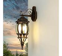 Licht-Erlebnisse Lámpara de pared exterior BREST de estilo rústico en color bronce E27 IP23, Aplique Farol retro para jardín, entradas y terrazas