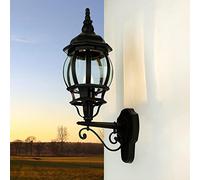 Licht-Erlebnisse Lámpara de pared exterior BREST de estilo rústico en color negro E27 IP23, Aplique Farol retro para jardín, entradas y terrazas