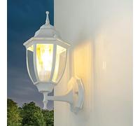 Licht-Erlebnisse Lámpara de pared exterior con brazo Aplique estilo rústico exterior de aluminio blanco A:33,5cm IP44 Aplique para terraza balcón