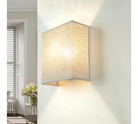 Licht-Erlebnisse Lámpara de Pared interior ALICE de Diseño Loft Up Down Pantalla de tela gris bajo deslumbramiento E27 Aplique para dormitorio salón
