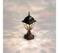 Licht-Erlebnisse Lámpara de pie de exterior sobremuro de cristal de cobre antiguo A:42cm E27 Lámpara de Pedestal Iluminación de terraza balcón jardín