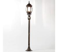 Licht-Erlebnisse Lámpara de pie estilo rústica de exterior con detector de movimiento 123,5 cm cobre negro E27 Farola de exterior Poste de luz para senderos de jardín