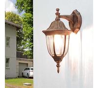 Licht-Erlebnisse MILANO Aplique exterior rústico de estilo campestre en color cobre antiguo IP44 Lámpara de pared E27 Farol ideal para Patio Jardín