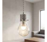 Licht-Erlebnisse Moderna lámpara de techo colgante en forma de bombilla con malla metálica E14 casquillo de cromo de lámparas de luz de techo de las lámparas