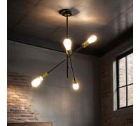 Licht-Erlebnisse SHAH - Lámpara de techo retro con diseño industrial de metal, 4 focos, estilo vintage