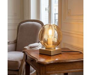 Licht-Erlebnisse Tischleuchte Oro Ámbar Metal Vidrio 17,5cm E14 Dormitorio