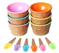 Licsaliwe Cuencos para helado con cucharas, juego de 6 tazas de helado adorables de 6 colores, PP de doble capa para regalos de fiesta, decoraciones, suministros para bares