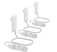 LIDER Extensor de salida de cara plana, 3 receptáculos, cable de 3 pies, 1625 W, paquete de 3