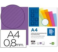 Liderpapel 64100 - Pack de 50 tapas de encuadernación polipropileno ondulado 0.8 mm, A4, color violeta