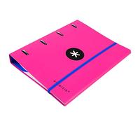 Carpeta con recambio liderpapel antartik a4 cuadro 5 mm forrada 4 anillas 40mm redondas color rosa - AW37