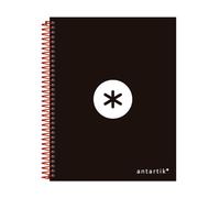 Cuaderno espiral liderpapel a5 micro antartik tapa forrada 120h 100 gr horizontal 5 bandas 6 taladros color negro - KD20