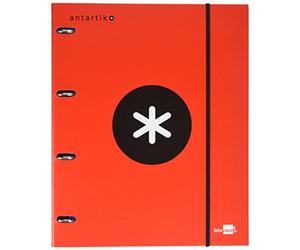 Liderpapel - 79296 Carpeta Con Recambio Antartik A4 Cuadro 5 Mm Forrada 4 Anillas 25Mm Color Rojo