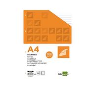 Liderpapel Recambio A4 100 Hojas 100g Rayado con Margen y 4 Taladros