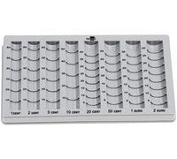 Liderpapel 927266 - Caja monedero (plástico, gran resistencia, 8 columnas, altura 38 - 24 mm, 155 x 28 mm, 200 g), varios colores