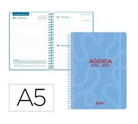 Agenda escolar liderpapel 26-27 espiral classic dia pagina a5 bilingue 70g papel fsc azul - LP698