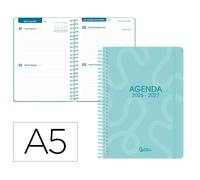 Agenda escolar liderpapel 26-27 espiral classic 2 dias pagina a5 bilingue 70g papel fsc azul turquesa - LP701
