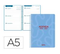 Liderpapel Agenda Escolar 2026-2027 Classic Semana Vista A5 Bilingüe Espiral Azul Turquesa Papel FSC 70g