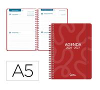 Liderpapel Agenda Escolar 2026-2027 Colección Classic - Bilingüe, 2 Días por Página, Formato A5, Espiral, Color Rojo, Papel FSC 70g