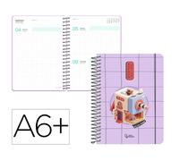 Liderpapel Agenda Escolar 2026-2027 Fantasy F Sacapuntas, Espiral Oriental, Día Página A6+, Interior Bilingüe, Papel FSC 80g, con Gomilla y Pegatinas