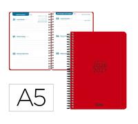 Liderpapel Agenda Escolar 26-27 Espiral Basic Semana Vista A5 Bilingüe Papel FSC 70g Rojo